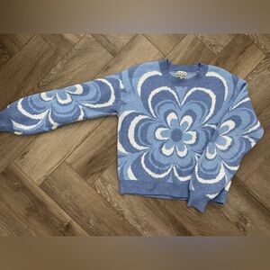 Blue and White Patterned Sweater